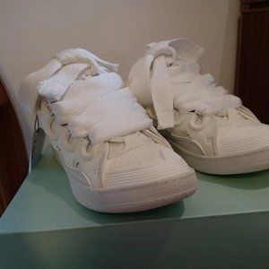 Lanvin White Calfskin Stitching Athletic Platform Shoes